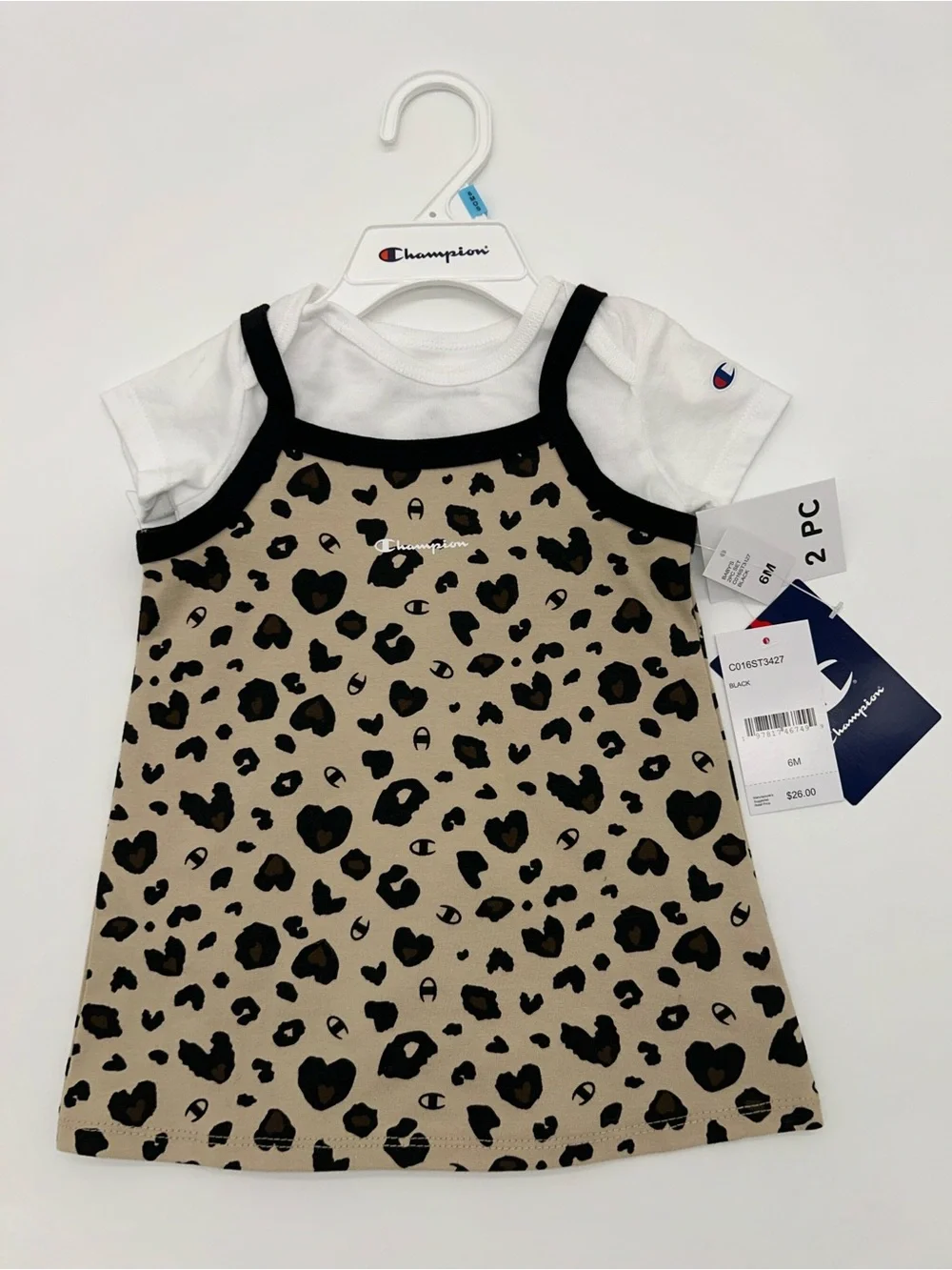 Champion Kids 6M Leopard Print Tank Dress and T-shirt Bodysuit